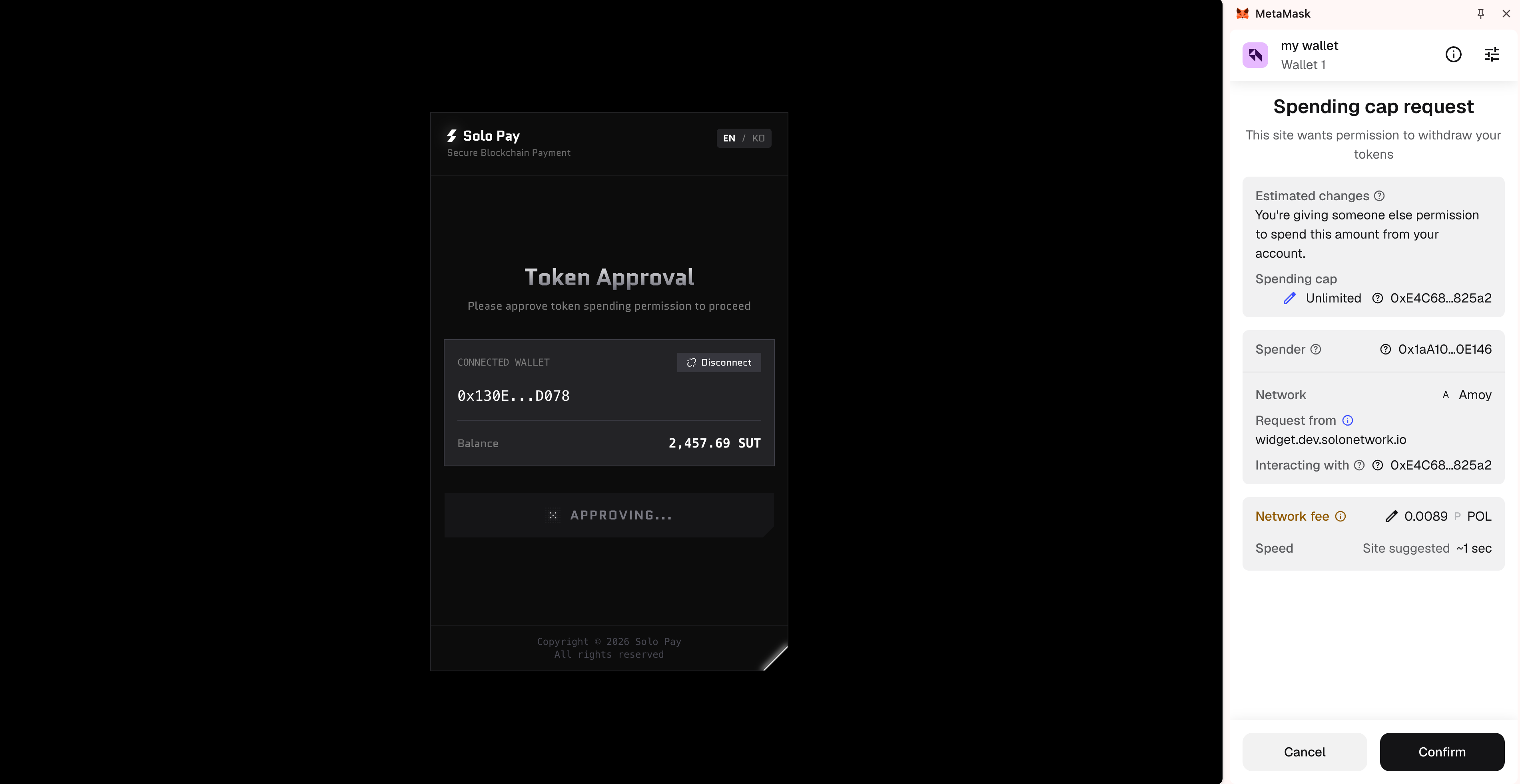 Approve MetaMask token usage